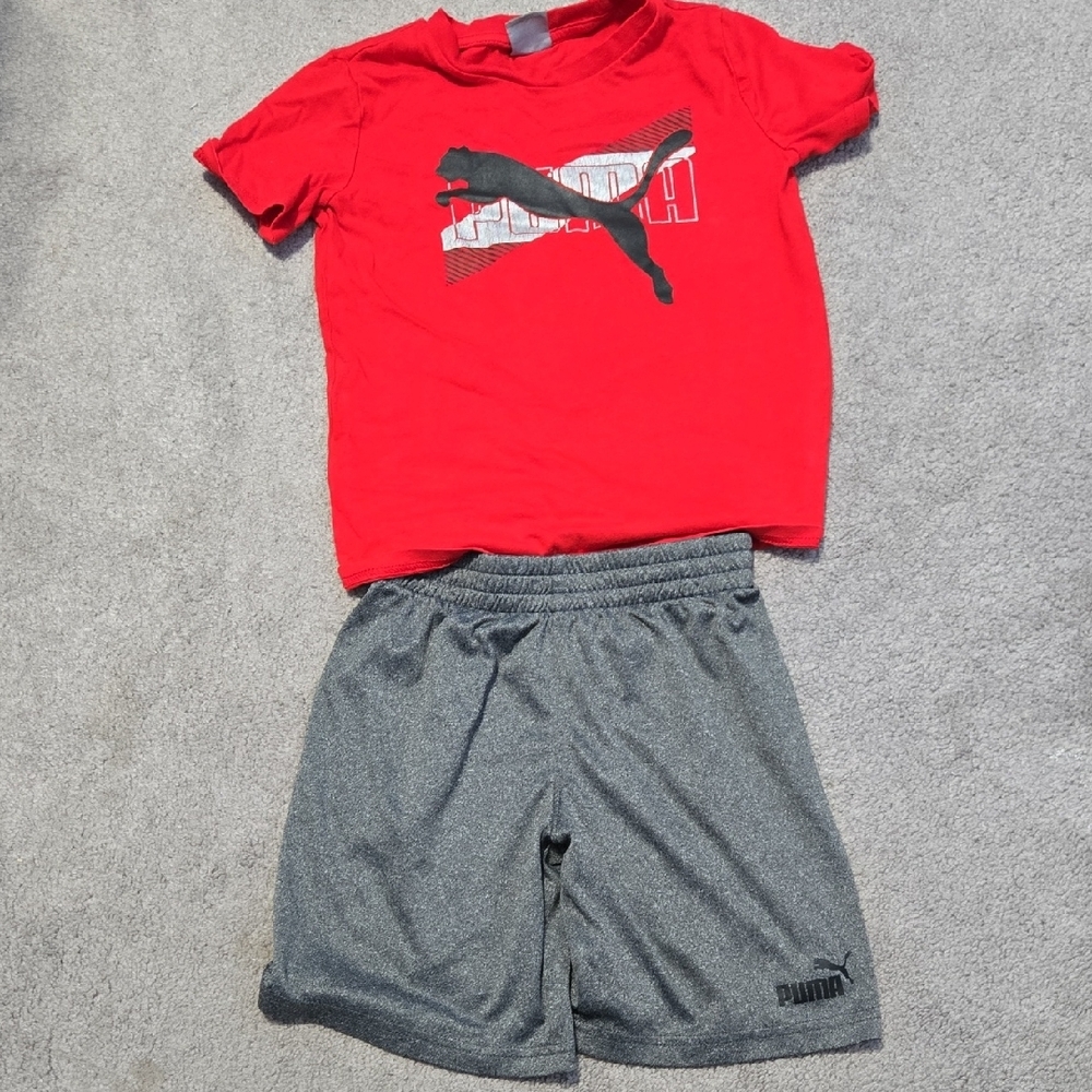 Puma Red T-Shirt and‎ Gray Shorts Set